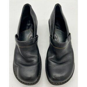 BOC Born Concept Women's Leather Chunky Shoes Round Toe Slip On Size 9 Black